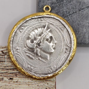 Large Coin Charm ,Findings for Earing Pendant Ancient Greek Medallion Charm Findings CN70030