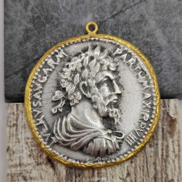 Ancient Coin Findings Pendant , Roman Coin Charm, Pendant Earing Findings Ancient Greek Medallion Charm Findings