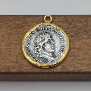 Ancient Coin Findings Pendant , Roman Coin Charm, Pendant Earing Findings Ancient Greek Medallion Charm Findings CN70005