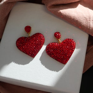 Dengmore Valentine's Day Valentine's Day Earrings Heart Love Red