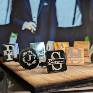 Groomsmen Cufflinks Engraved Cufflinks Personalized Cufflinks Bestman, Bride's Dad, Crest, Real Handwriting Image, Dads Gift