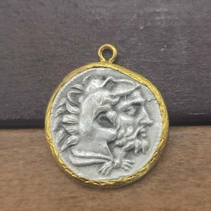 Ancient Coin Findings Pendant , Roman Coin Charm, Pendant Earing Findings Ancient Greek Medallion Charm Findings CN70012