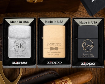 Regali per i testimoni dello sposo: accendino Zippo personalizzato con incisione personalizzata.