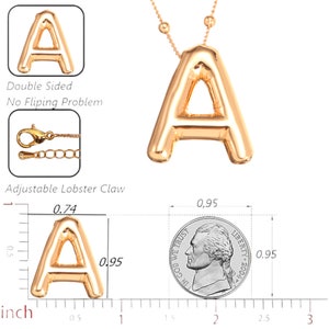 Gouden ballon eerste ketting, Bubble Letter hanger, delicate kralen ketting, aangepaste sieraden, verjaardagscadeau afbeelding 3