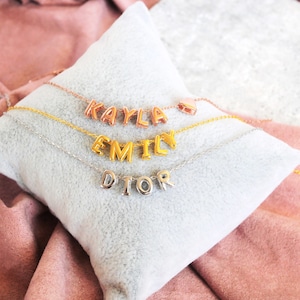 Collar de letras 3D personalizado, encanto inicial de burbuja 3D personalizado, joyería de letras, collar de nombre hecho a mano, regalo de Navidad, regalo para mamá