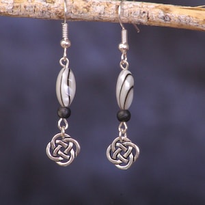 Celtic Knot Black and White Shell Earrings