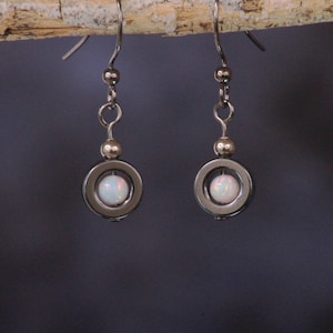 Opal, Lab Created and Hematite Earrings