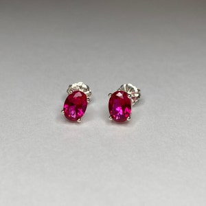 Lab Created Ruby 7x5 Oval Studs