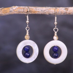 Mother of Pearl and Lapis Lazuli Earrings