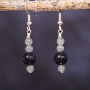Pendientes de piedra de nacimiento de aguamarina y arenisca azul