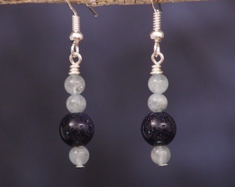 Aquamarine and Blue Sandstone Birthstone earrings