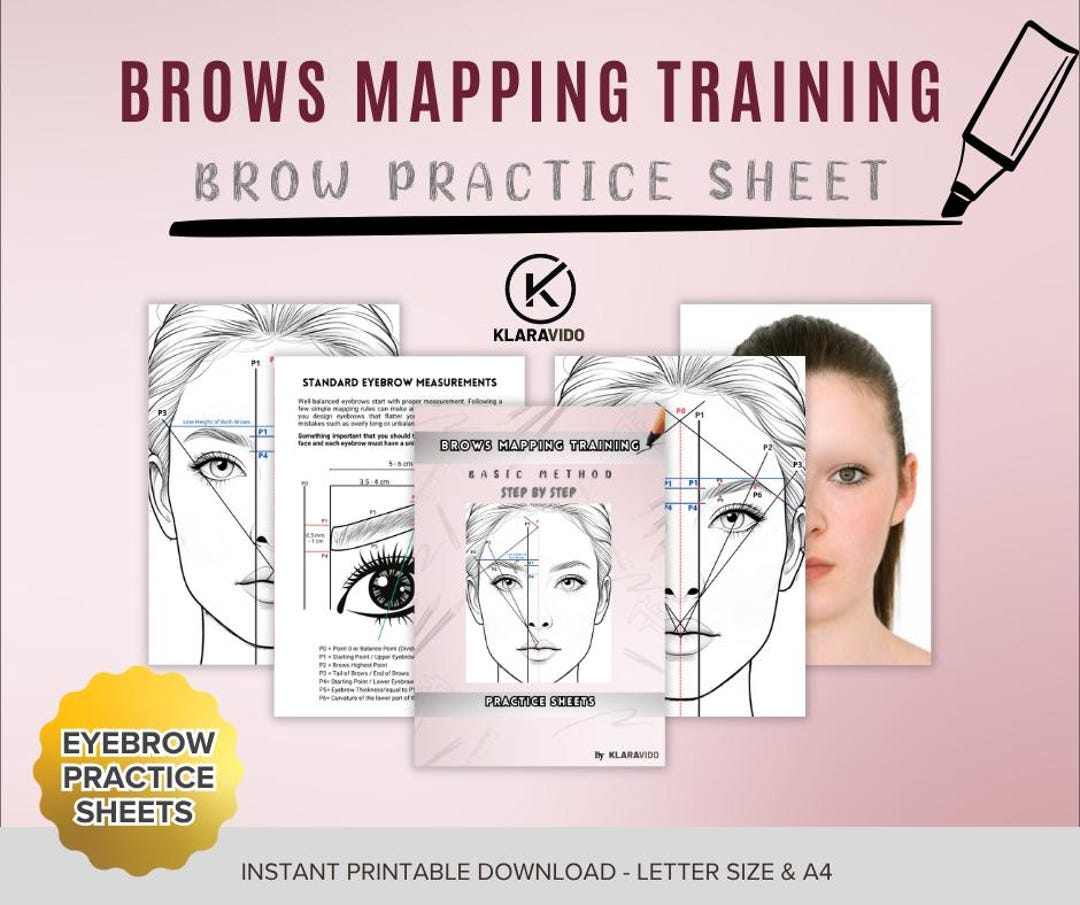 Brows Mapping Training Practice Sheets | Printable Workbook | Step by ...