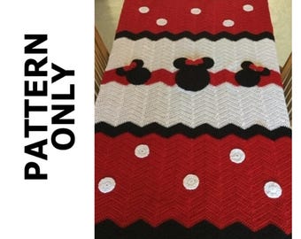 CROCHET Minnie Mouse Blanket pattern only  / Minnie Mouse / Blanket / Crochet Blanket  / Child Blanket / Blanket Pattern