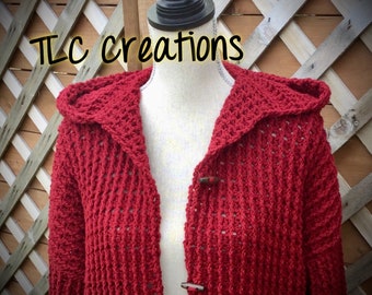 Crochet Hooded cardigan / hooded cardigan / crochet hooded sweater / hooded sweater