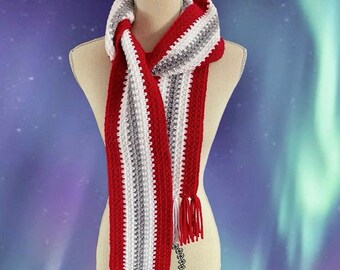 Crochet Scarf / Scarf / Red & White Scarf / Fall Scarf / Women's scarf