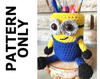 Crochet Minion Jar Cover PATTERN: Amigurumi Pencil Caddy (PDF Pattern)