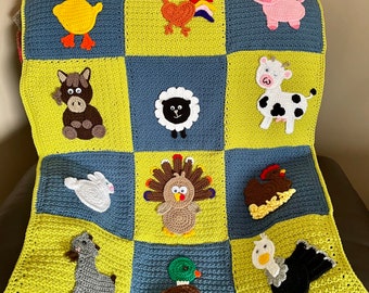 Animal - Zoo blanket / crochet animal blanket / crochet blanket / crochet baby blanket / farm blanket / crochet farm animal blanket