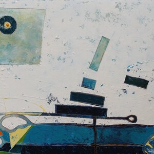 Abstract Oil Painting: &#39;Little Ship Jole&#39; - Contemporary Wall Art (36x48in)