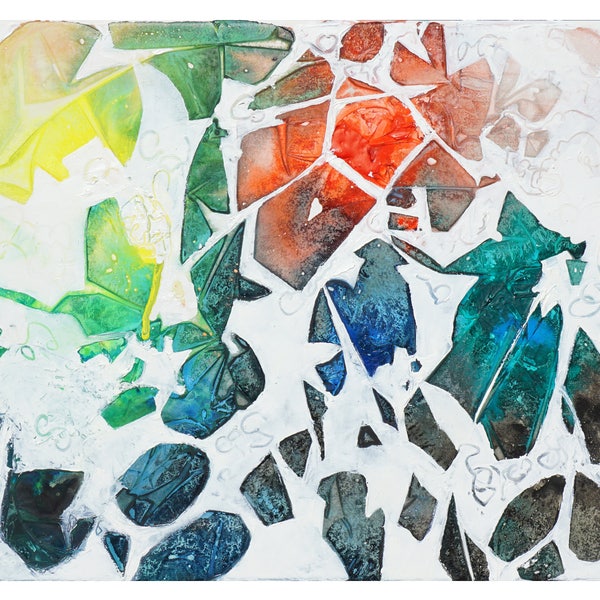 Abstract watercolor 24x18in;45x60cm;original painting on canvas-Through the Forest Web-white painting;colorful;modern;gift
