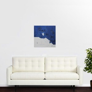 Abstract Oil Painting-Levitation 60x60cm/24x24in.canvas painting, no need for frame-original handmade wall arthome decorblue, white, calm image 4