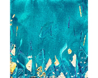 Dipinto ad olio di erba marina: arte astratta su tela (8 x 8 pollici)