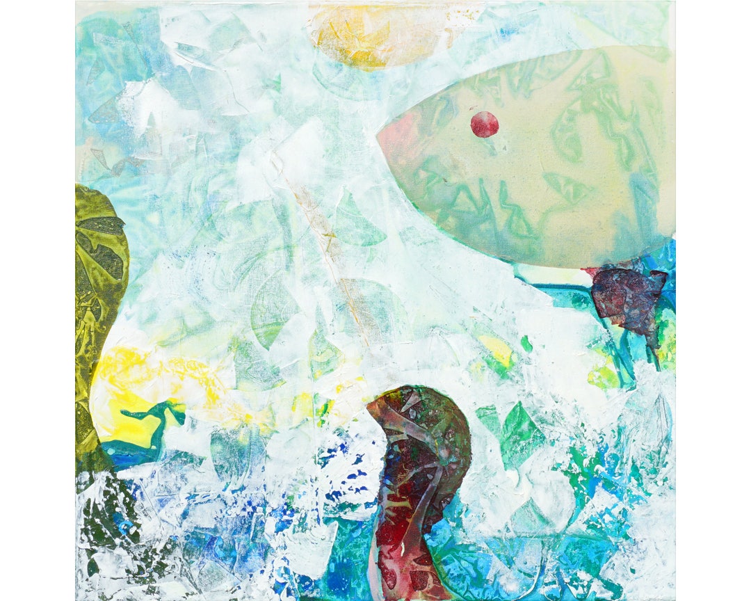 Aquatic Abstract Watercolor Painting: Modern Home Office Wall Art - Etsy