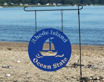 Ocean State -Rhode Island Sailboat Sign -Outdoor Garden Flag - Nautical Summer Decor