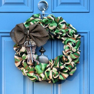 Camouflage Burlap Wreath for Marine Corps or Army Memorial Day Veterans Day , Military Gifts image 2