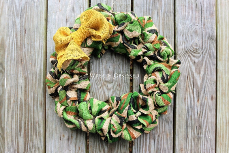 Camouflage Burlap Wreath for Marine Corps or Army Memorial Day Veterans Day , Military Gifts image 9