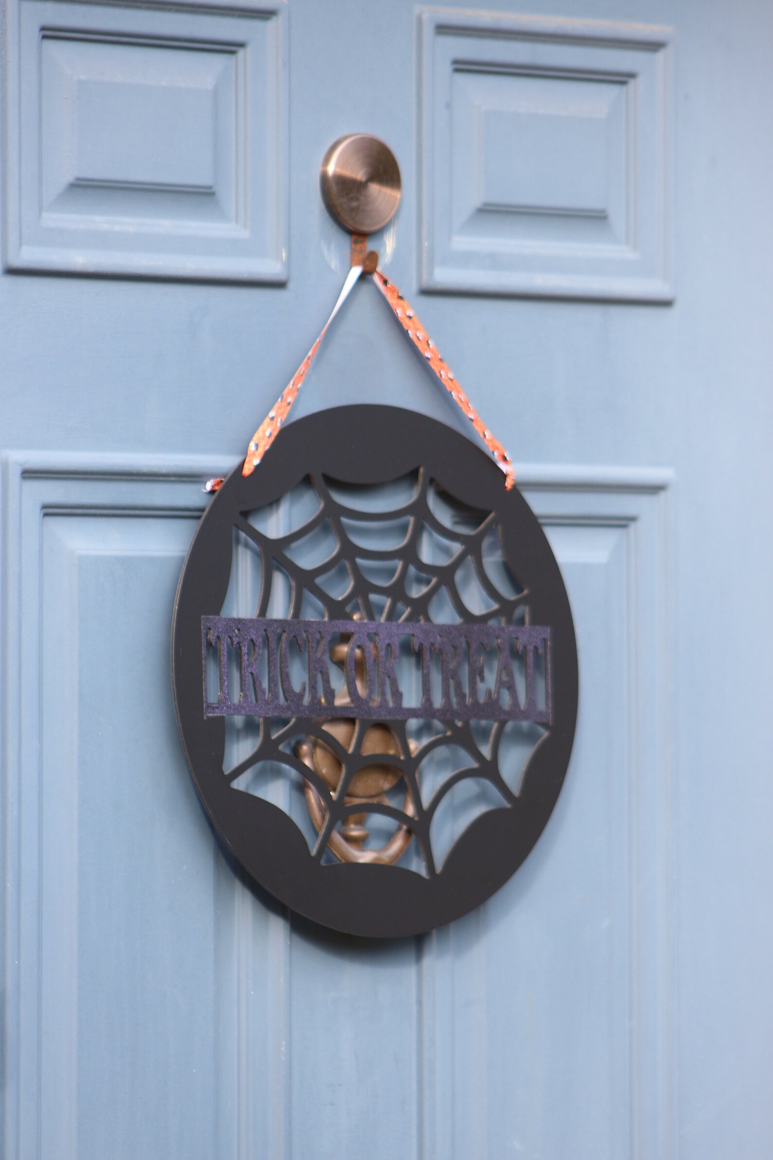 Trick or Treat Spider Web Halloween Sign Fall Front Door Etsy