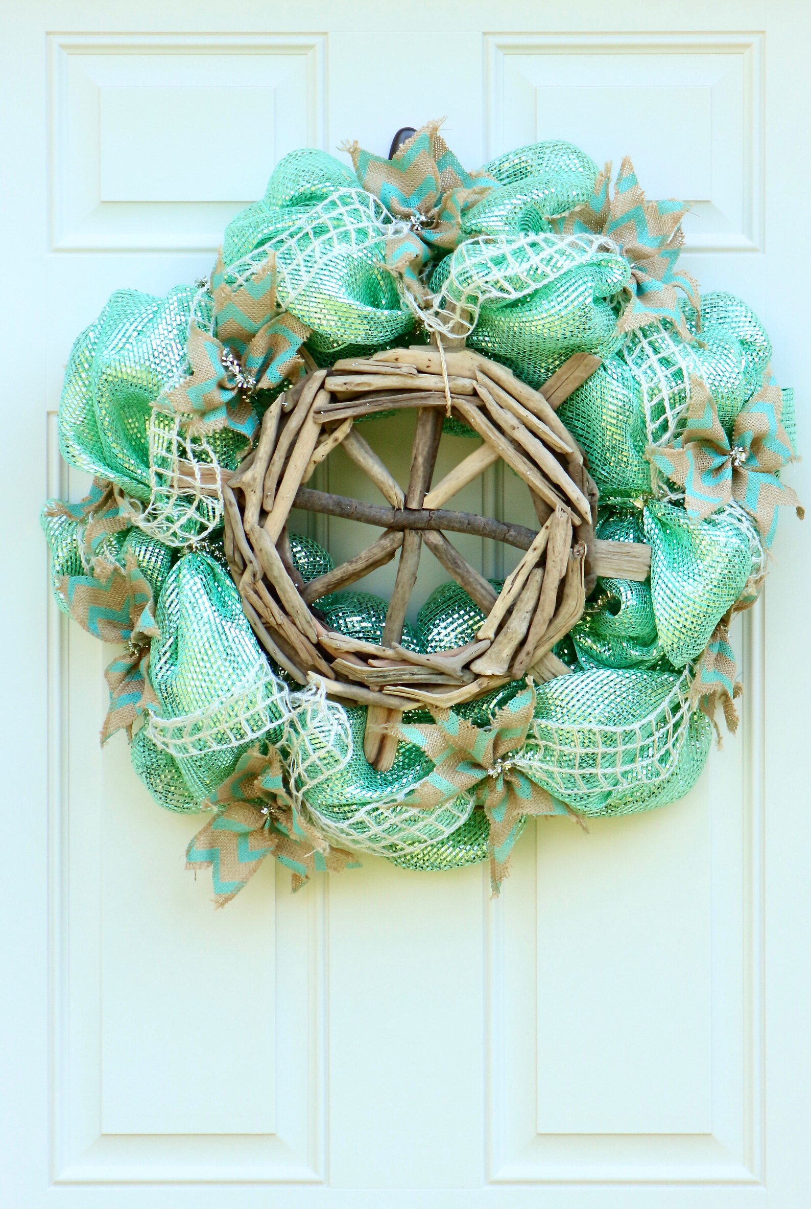 Corona de madera a la deriva costera con rueda de los | Etsy