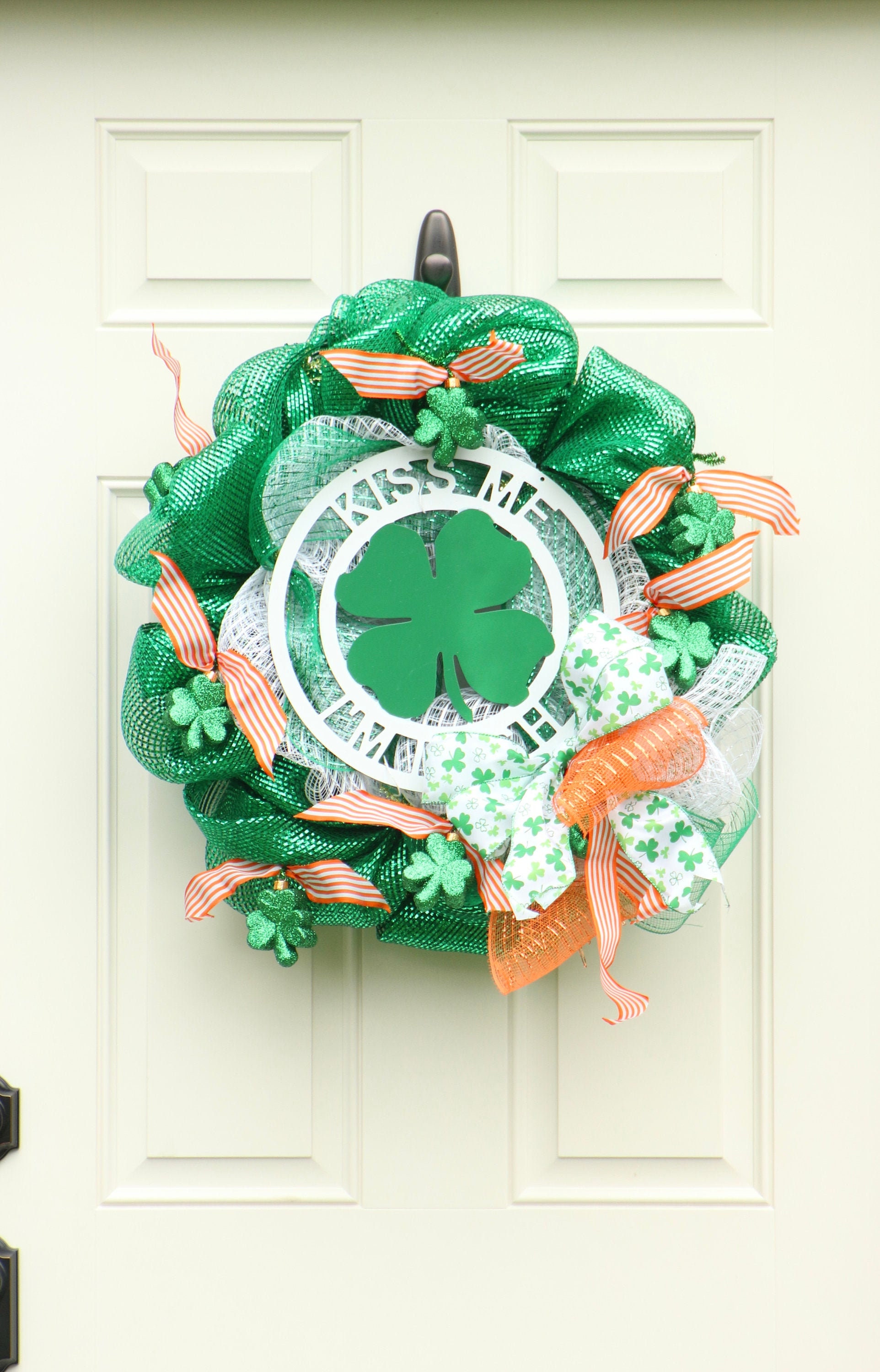 Patricks day sign Irish saying shamrocks Luck of the Irish wreath sign St wreath attachment wall decor