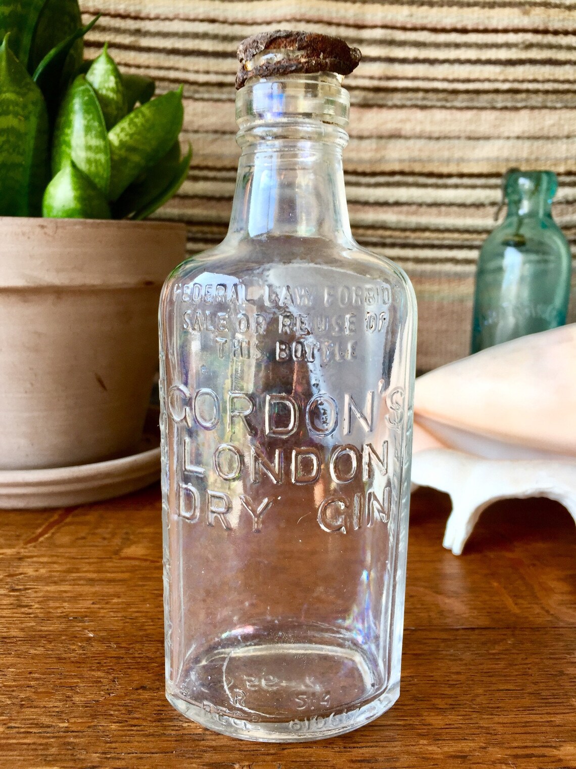 Beautiful Antique Gordons London Dry Gin Bottle Etsy