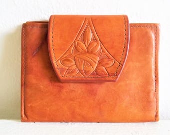 Lovely Vintage Rolfs Tooled Leather Cowhide Billfold Wallet
