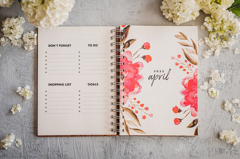 Wooden Planner for 2024 Laser Engraved Planner FREE SHIPPING Retro