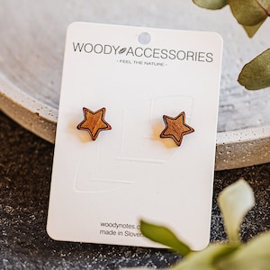 Wooden Star Earrings • FREE SHIPPING • Star Shape Earrings • Wooden jewelry • Stud earrings • Perfect Wooden Gift • Woody Accessories