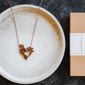 Houten Ketting • GRATIS VERZENDING • Hart viool ketting • Houten sieraden • Woody Ketting • Perfect cadeau • Muziek thema ketting