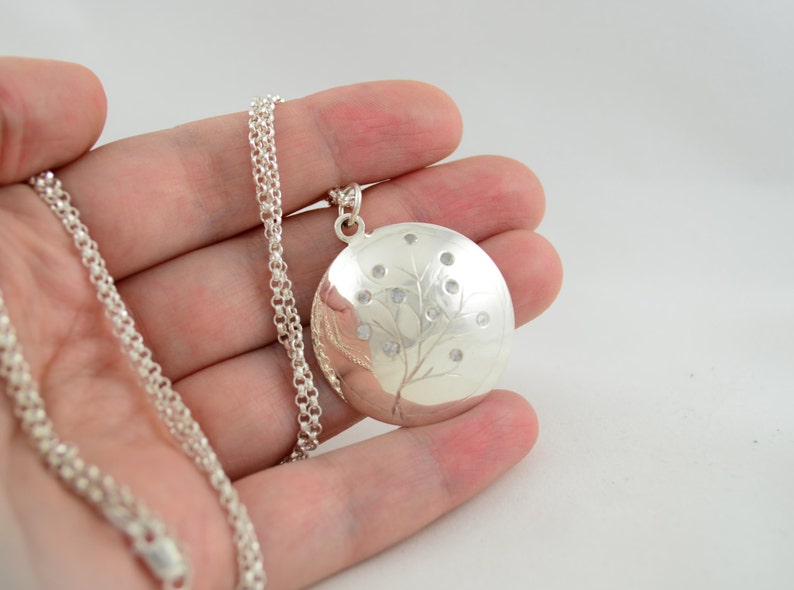 Large Silver Pendant With Stones Hand Engraved Necklace With Etsy