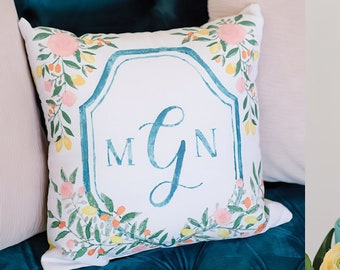Custom Watercolor Monogram Crest - Hand Painted