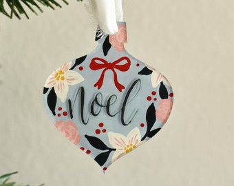2022 Hand Painted Calligraphy Acrylic Christmas Ornament - Noel