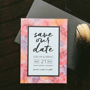 Evelyn Dark Boho Watercolor Wedding Save the Date - Print at Home