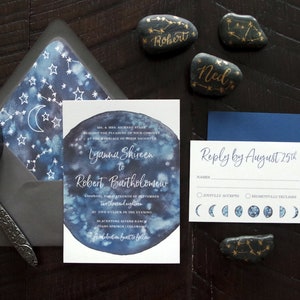 Celestial Galaxy Watercolor Wedding Invitation Suite  Print image 1