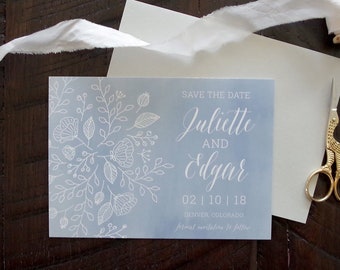 Juliette Delicate Botanical Pattern Wedding Save the Date - Print at Home