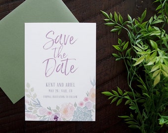 Kent Painted Florals & Succulents Wedding Save the Date - Print at Home