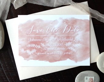 Johanna Watercolor Wash Wedding Save the Date - Blush Pink - Print at Home