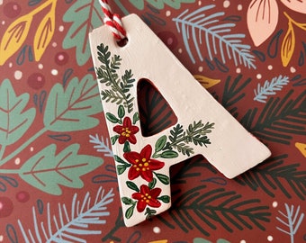 2022 Handmade Clay Initial Gift Tag/ Stocking Letter/ Christmas Ornaments