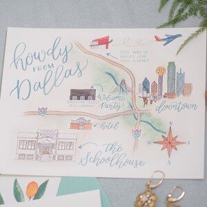 Custom Painted Map Design Wedding Invitation Insert Unique image 5