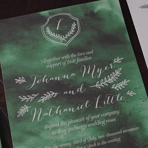 Emerald Green Watercolor Wash Wedding Invitation Suite Print at Home image 3