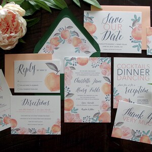 Charlotte Peach Colorful Painted Wedding Invitation Suite Print at Home image 2