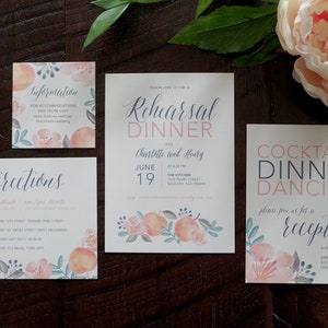 Charlotte Peach Colorful Painted Wedding Invitation Suite Print at Home image 4